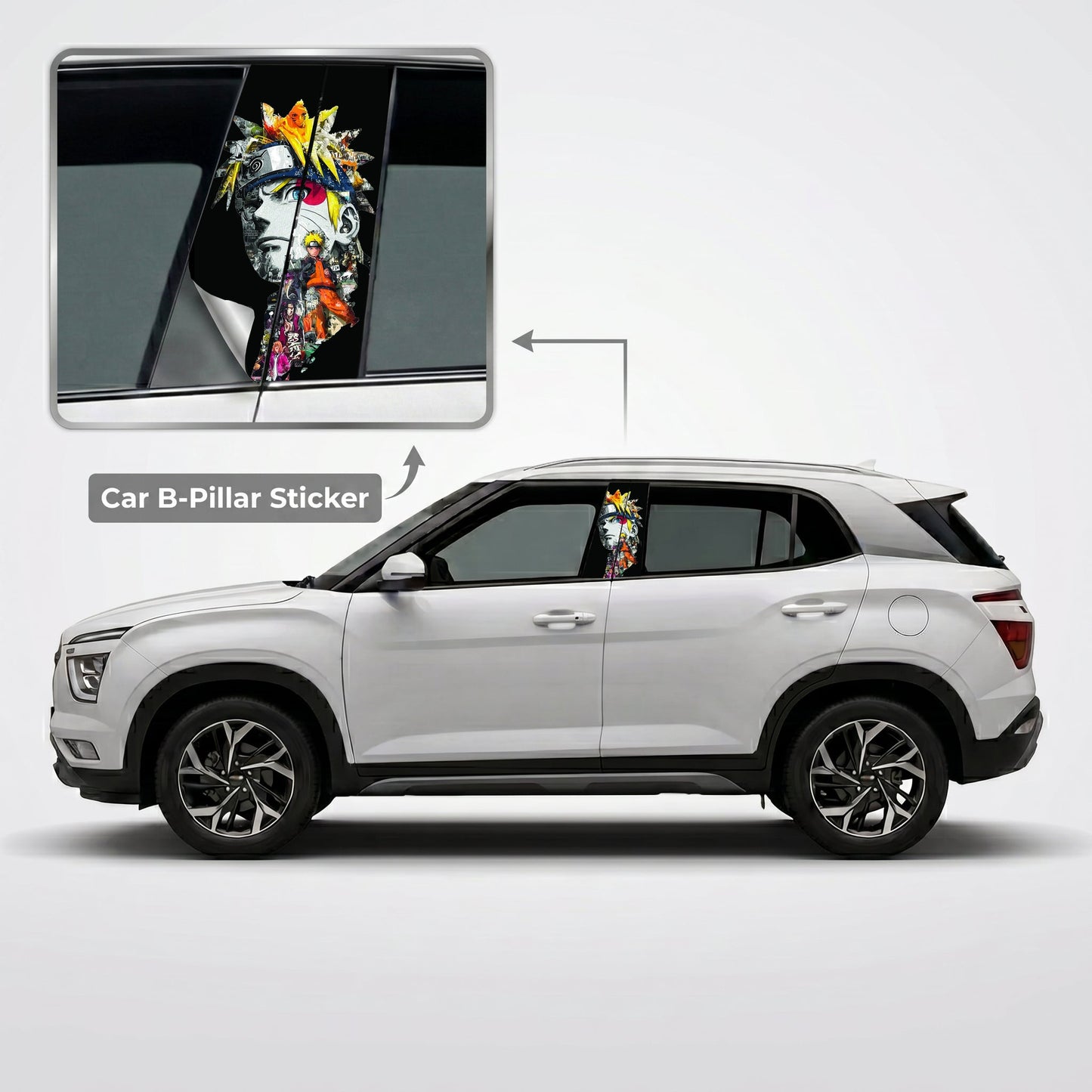 Naruto Uzumaki Car B-Pillar Wrap on Hyundai Creta