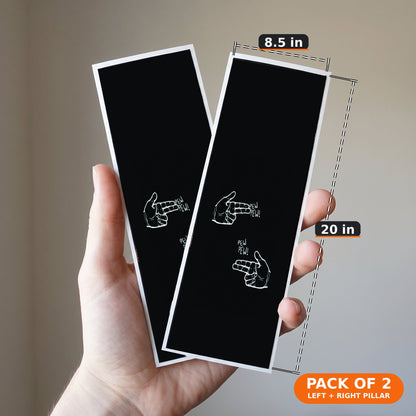 Stickerogy Car B-Pillar Wrap - Pack of 2 (Left + Right), size 8.5 x 20 in per piece
