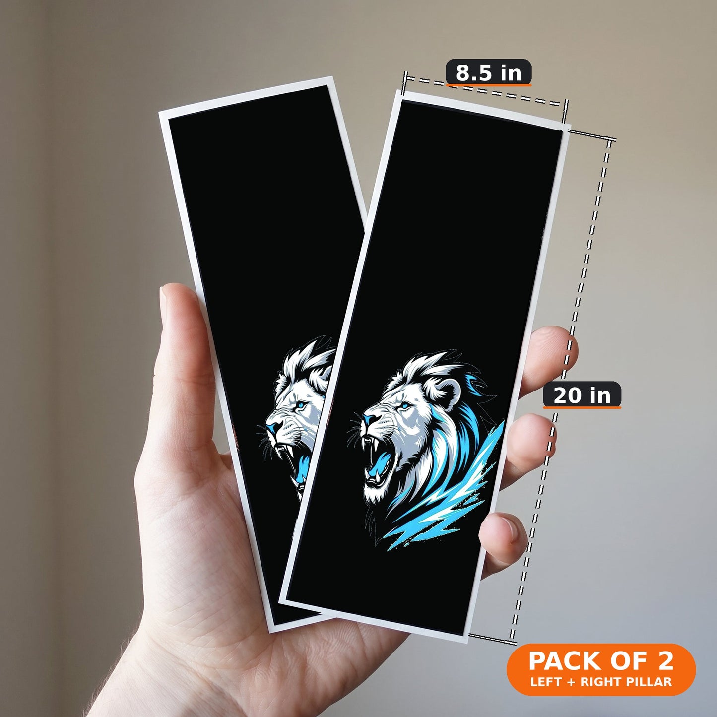 Stickerogy Car B-Pillar Wrap - Pack of 2 (Left + Right), size 8.5 x 20 in per piece
