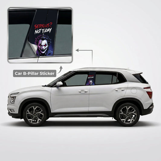 Evil Laughing Joker Car B-Pillar Wrap on Hyundai Creta