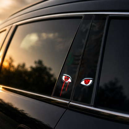 Golden hour on-car B-pillar wrap mockup