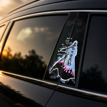 Golden hour on-car B-pillar wrap mockup