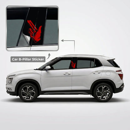 Red Hand Gun Car B-Pillar Wrap on Hyundai Creta