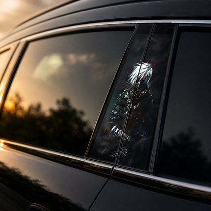 Golden hour on-car B-pillar wrap mockup