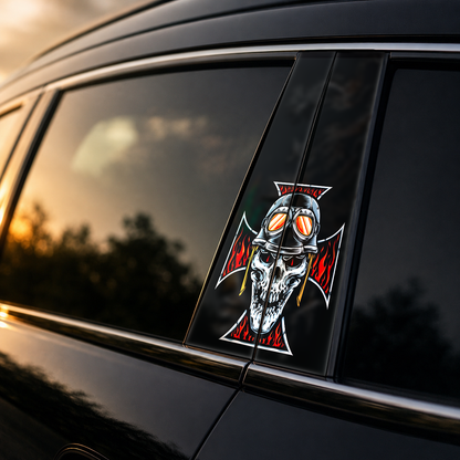 Golden hour on-car B-pillar wrap mockup