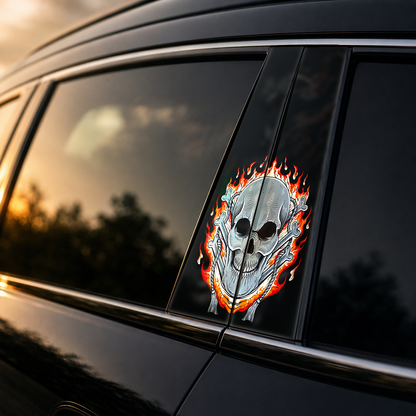 Golden hour on-car B-pillar wrap mockup