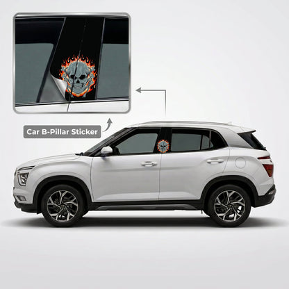 Striped Skull Face Car B-Pillar Wrap on Hyundai Creta