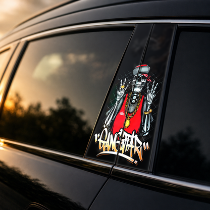 Golden hour on-car B-pillar wrap mockup