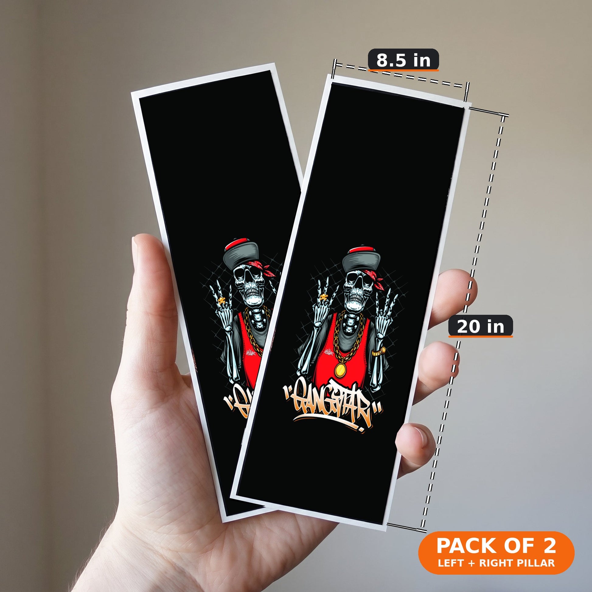Stickerogy Car B-Pillar Wrap - Pack of 2 (Left + Right), size 8.5 x 20 in per piece