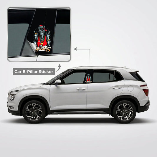 Gangster Skeleton Swag Car B-Pillar Wrap on Hyundai Creta