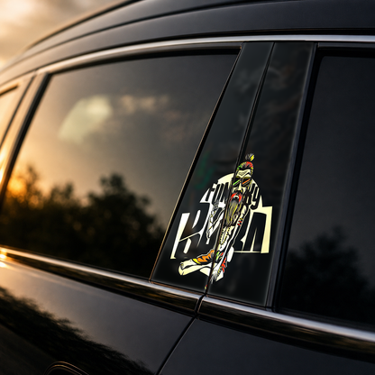 Golden hour on-car B-pillar wrap mockup