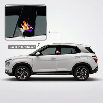 Golden Howling Wolf Car B-Pillar Wrap on Hyundai Creta