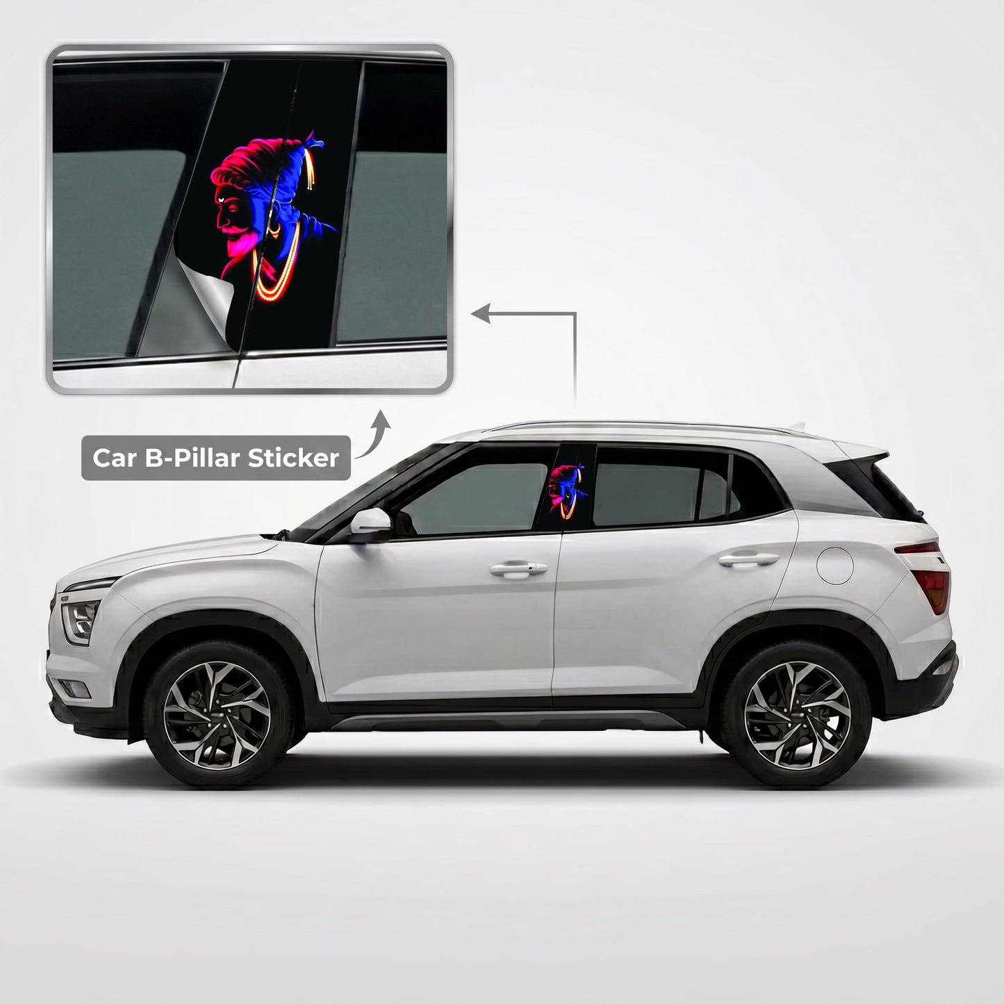 Shiva Ji Raje Car B-Pillar Wrap on Hyundai Creta
