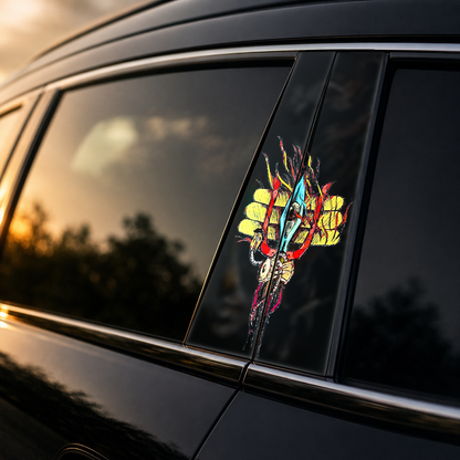 Golden hour on-car B-pillar wrap mockup