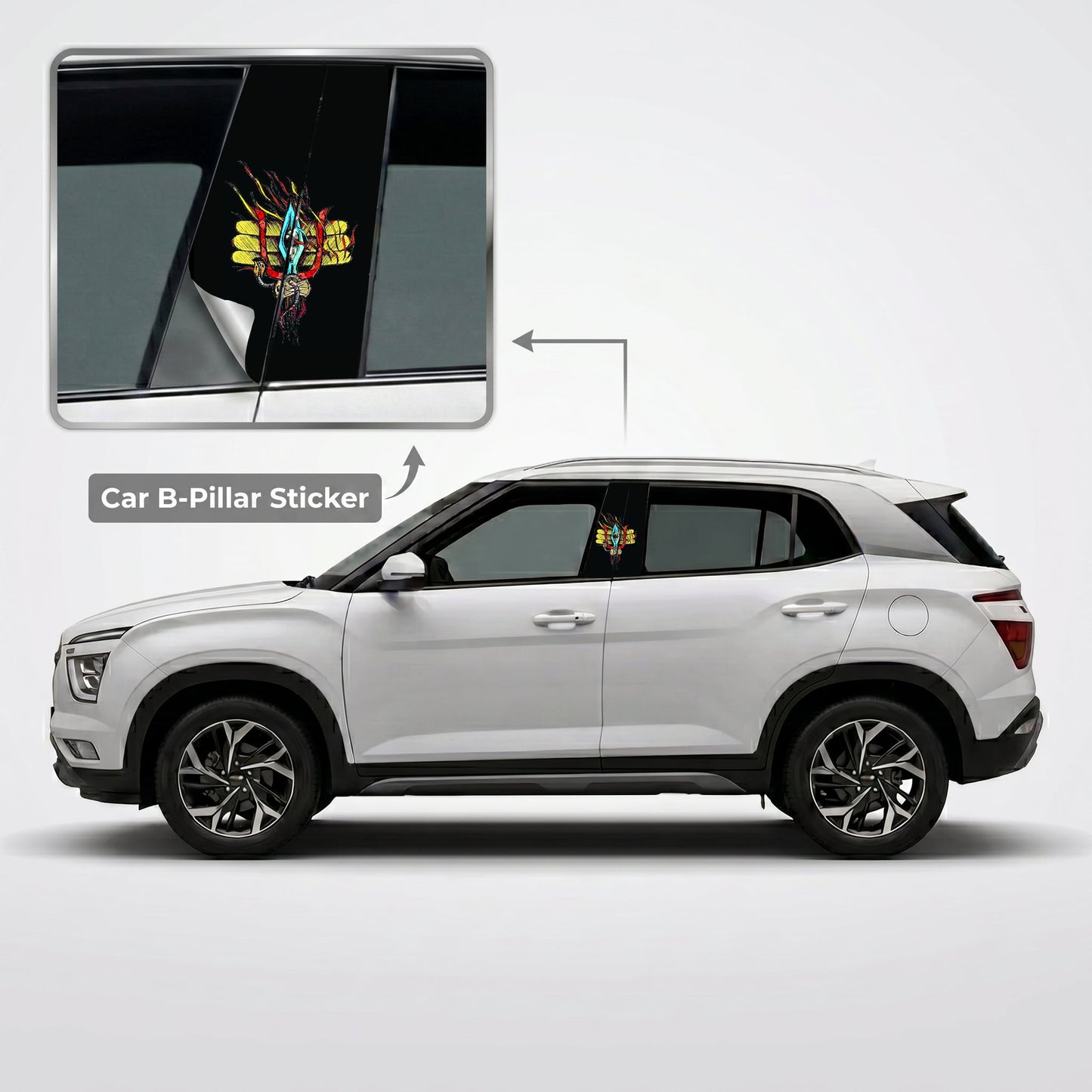 Mythical Shiva's Eye Car B-Pillar Wrap on Hyundai Creta
