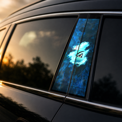 Golden hour on-car B-pillar wrap mockup