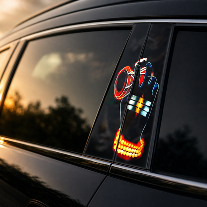 Golden hour on-car B-pillar wrap mockup