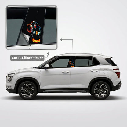 Neon Shiva's Hand Damru Car B-Pillar Wrap on Hyundai Creta