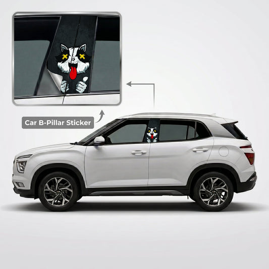 XO Panda Car B-Pillar Wrap on Hyundai Creta