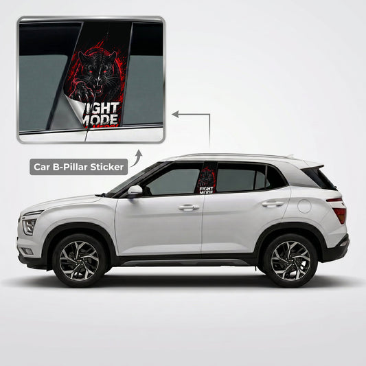 Fight Mode Panther Car B-Pillar Wrap on Hyundai Creta