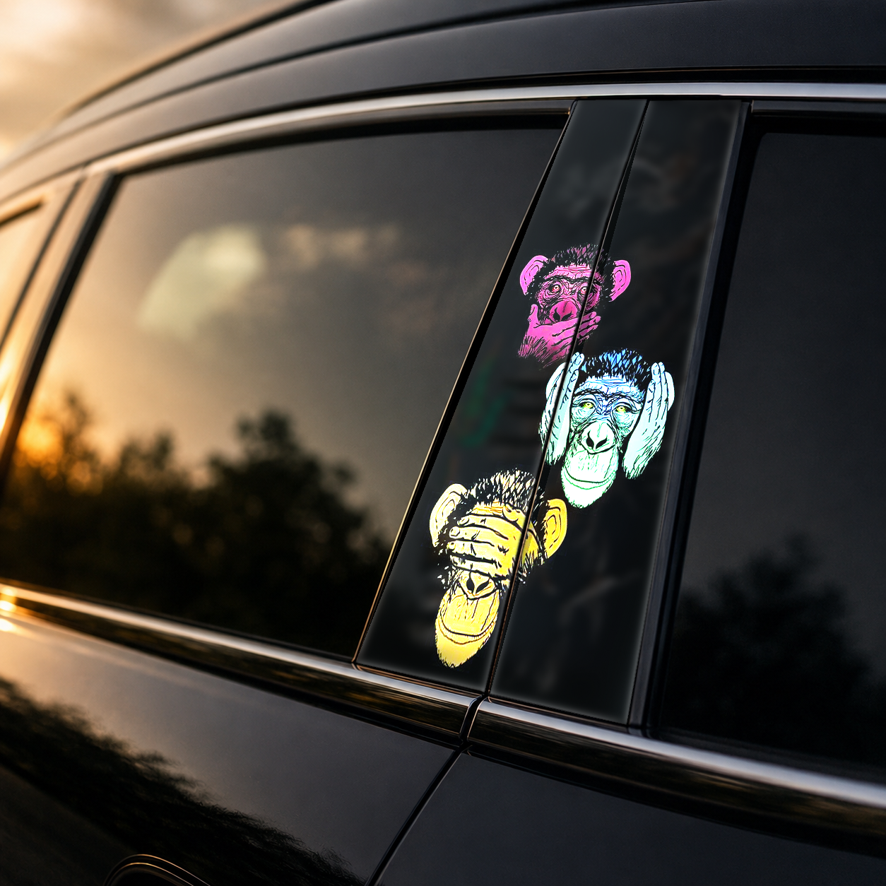 Golden hour on-car B-pillar wrap mockup