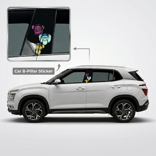 3 Wise Monkeys Car B-Pillar Wrap on Hyundai Creta