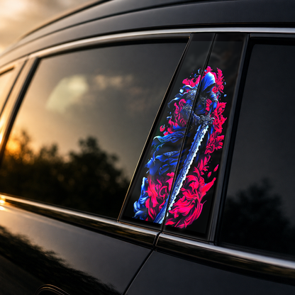 Golden hour on-car B-pillar wrap mockup
