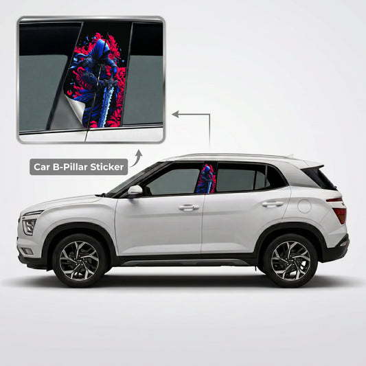 Dark Reaper Knight Car B-Pillar Wrap on Hyundai Creta