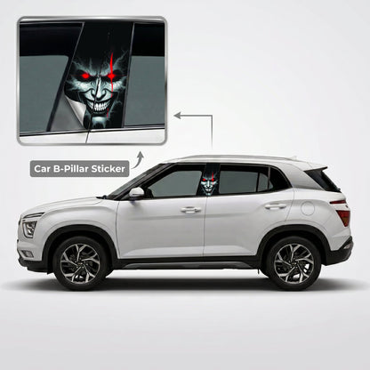 Evil Grinning Joker Car B-Pillar Wrap on Hyundai Creta