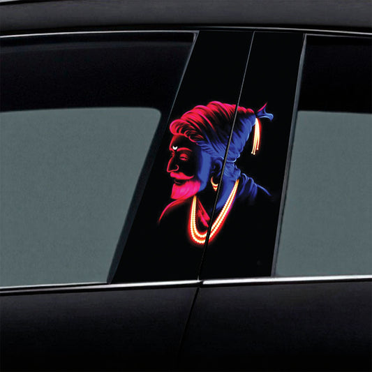 Neon Lord Shiva Car Pillar Wrap | Stickerogy Mockup