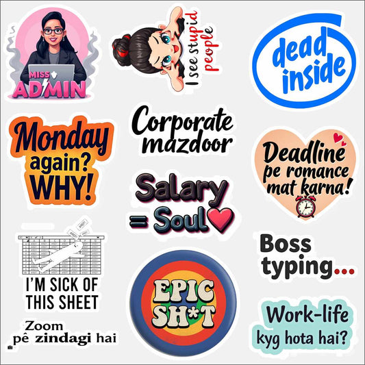 Corporate Mazdoor bundle (Minimum 11 Stickers)