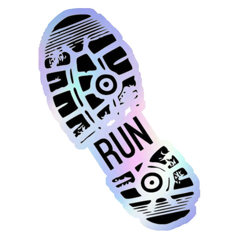 Running Sole Print Holographic Stickers
