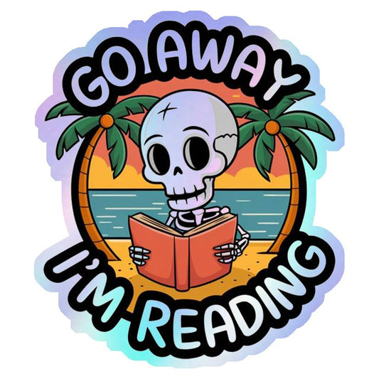 Go Away Reading Skeleton Holographic Stickers