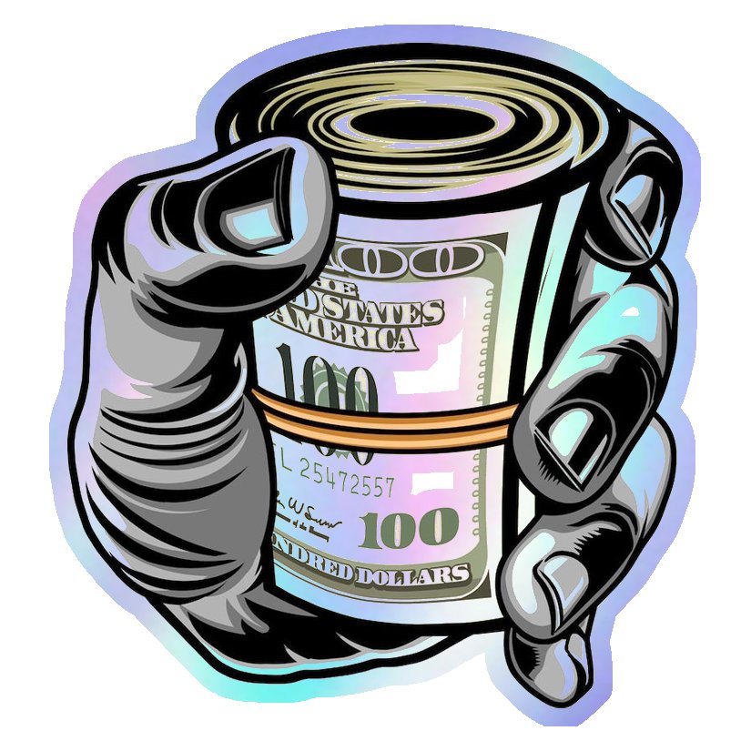Money Roll Cash Holographic Stickers