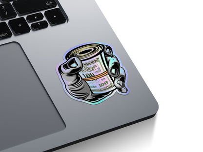 Money Roll Cash Holographic Stickers