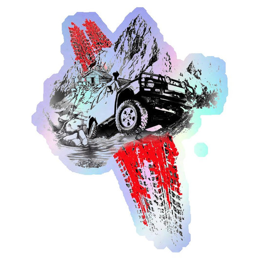 Off-Road Mountain Adventure Holographic Stickers