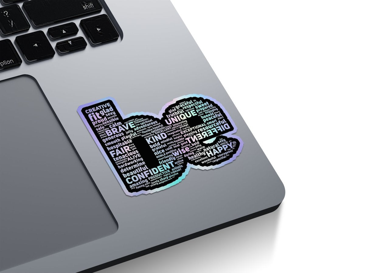 Positive Affirmations Word Cloud Holographic Stickers