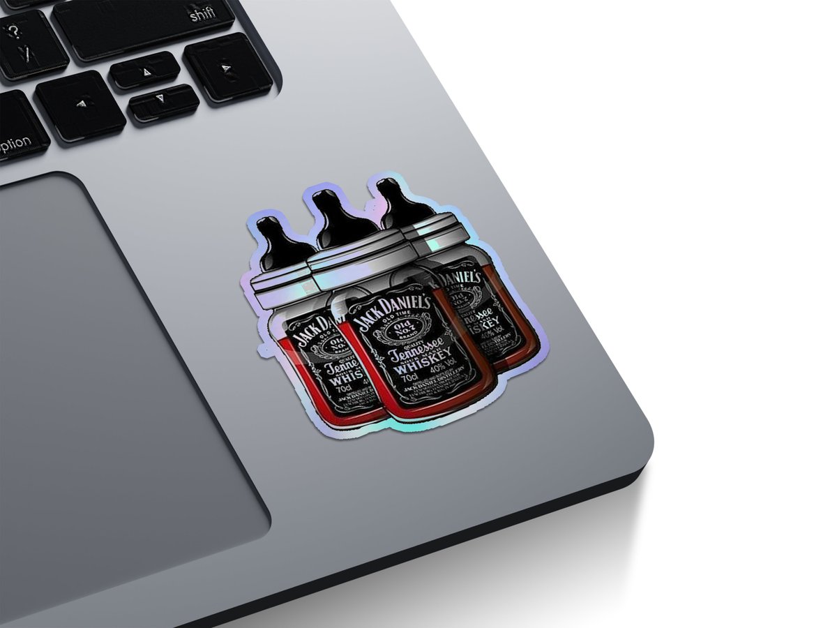 Jack Daniels Baby Bottle Holographic Stickers