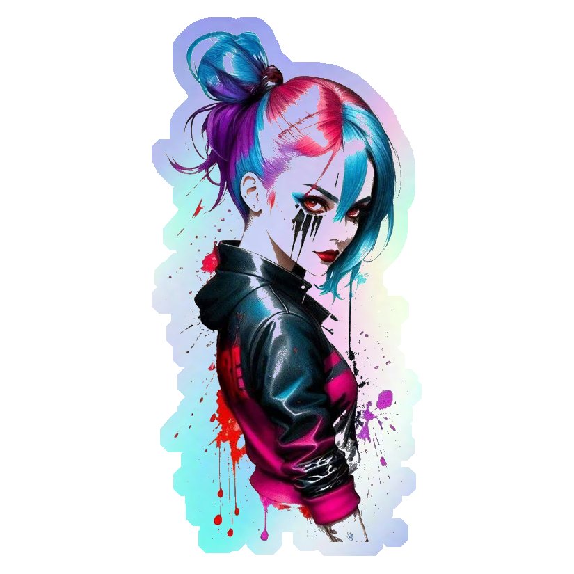Cyberpunk Girl Holographic Stickers