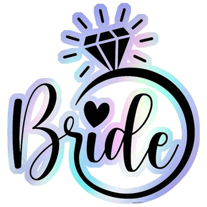Bride Diamond Ring Holographic Stickers