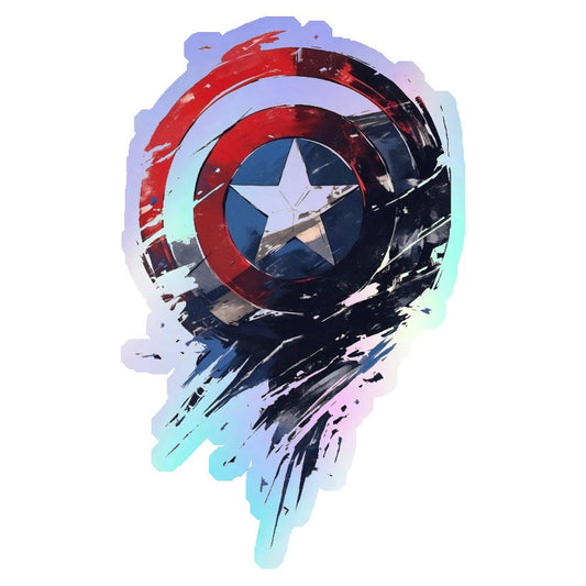 Captain America Shield Brushstroke Holographic Stickers