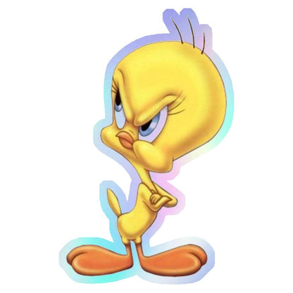 Angry Tweety Bird Holographic Stickers
