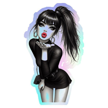 Blowing A Kiss Holographic Stickers