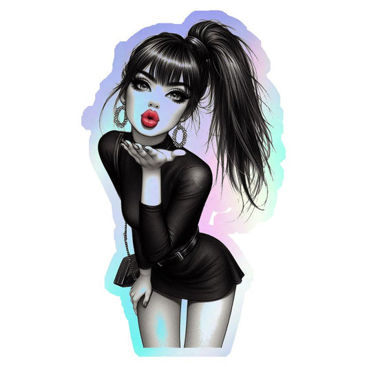 Blowing A Kiss Holographic Stickers
