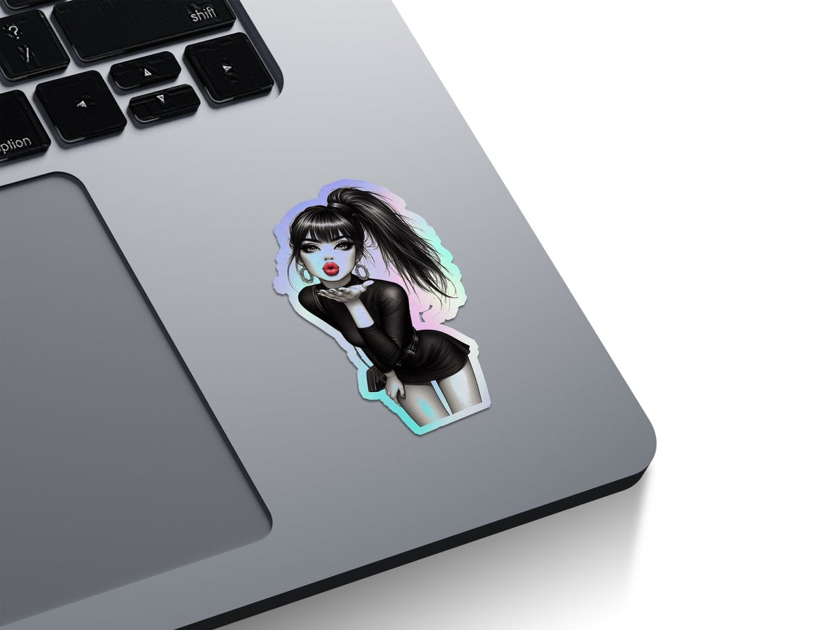 Blowing A Kiss Holographic Stickers