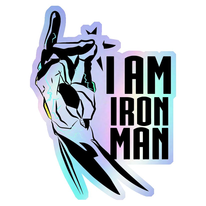 I Am Iron Man Snap Holographic Stickers