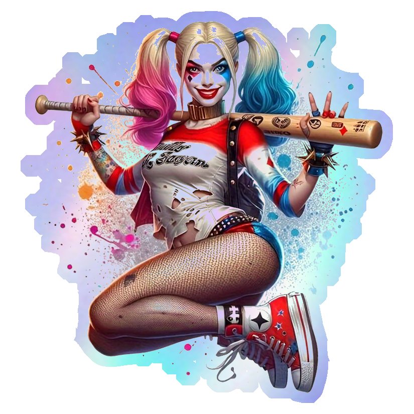 Harley Quinn with Bat Holographic Stickers