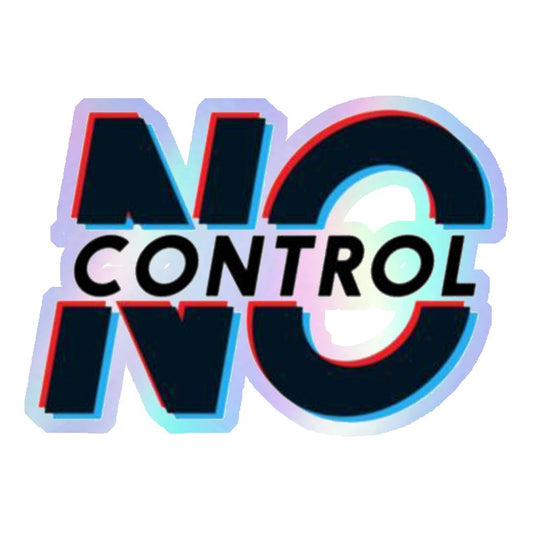 No Control Glitch Text Holographic Stickers
