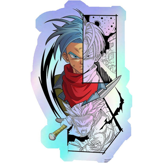 Future Trunks Split Art Holographic Stickers