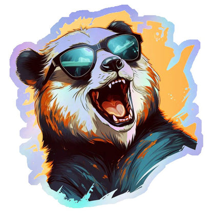 Cool Panda with Sunglasses Holographic Stickers
